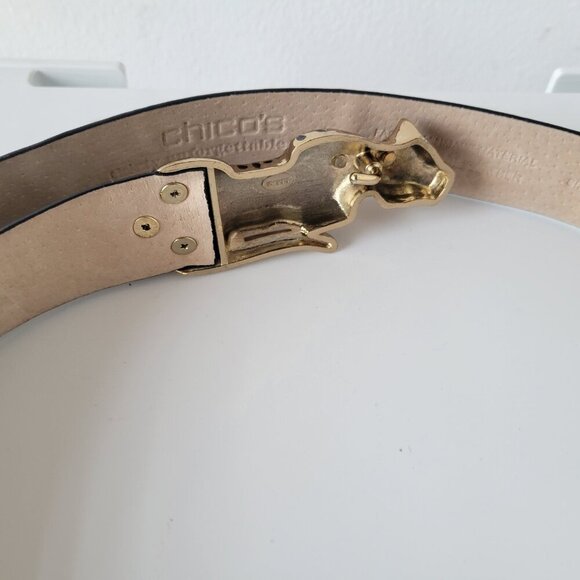 CHICO'S Black & Gold Leopard Stone Women's Belt (Size: S/M) - Picture 3 of 11